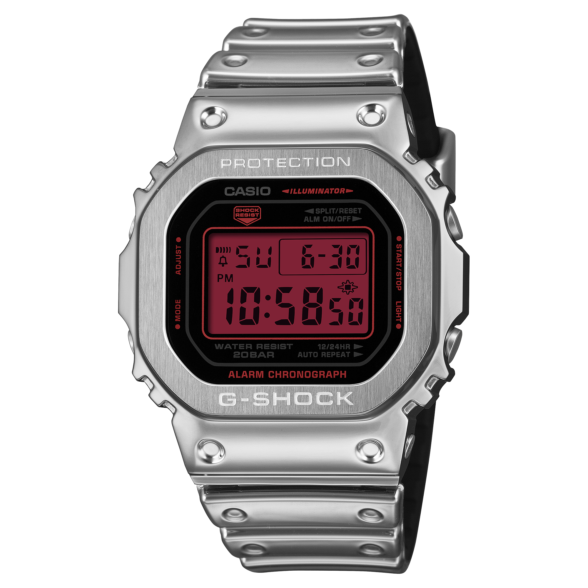 G-Shock GM5600 Digital Fine Metallic Silver Red | Watches.com