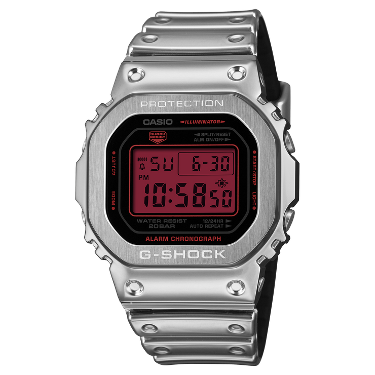 CASIO G-SHOCK デジタル腕時計　GM5600 G-Shock GM5600 Digital Fine Metallic Silver Red | Watches.com