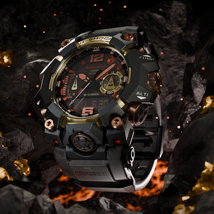 G-Shock GWGB1000 Mudmaster Master of G-Land Ana-Digi Solar Magma Gold angled shot picture