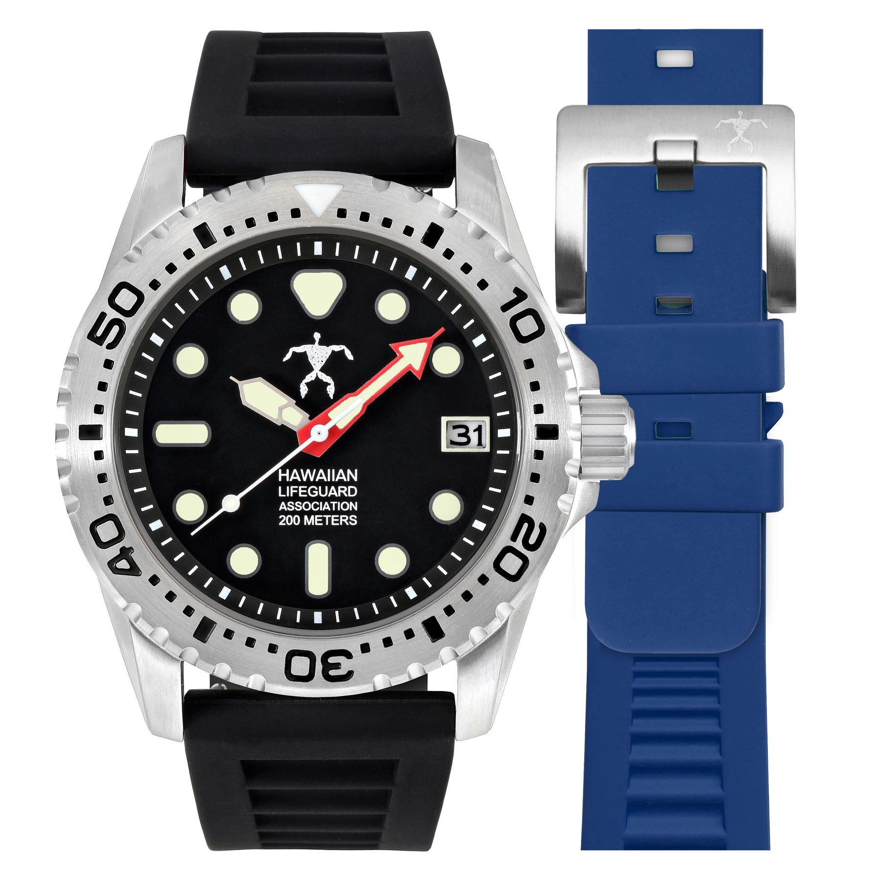 Hawaiian Lifeguard Association Silver Black | Watches.com