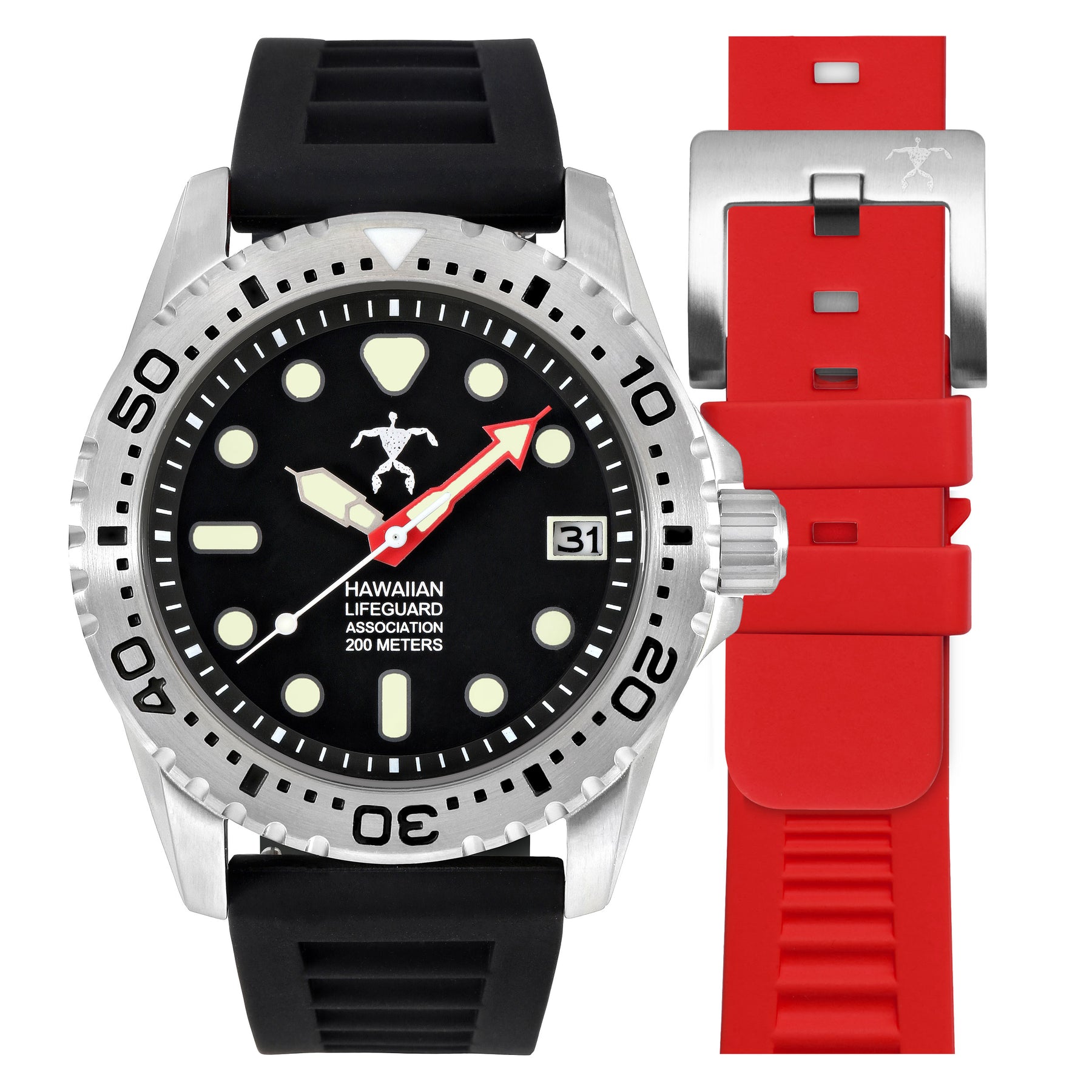 Hawaiian Lifeguard Association Silver Black | Watches.com