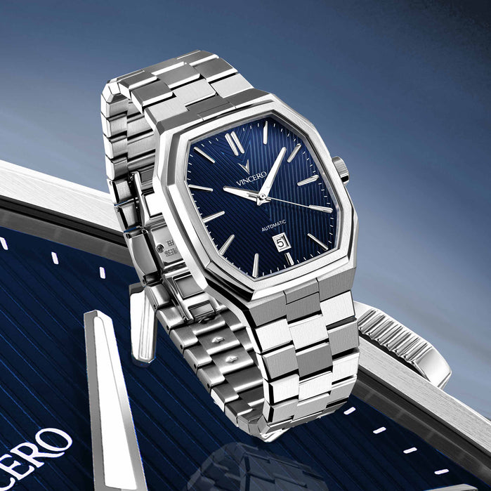 Vincero Inception Automatic Blue Shift angled shot picture