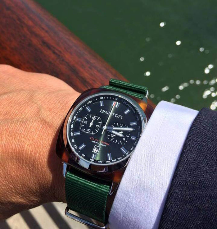 Briston Clubmaster Sport Chrono 42mm British Green angled shot picture