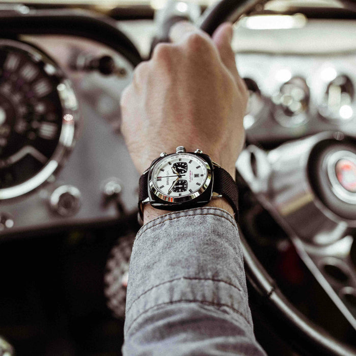 Briston Clubmaster Sport Chronograph Black White angled shot picture