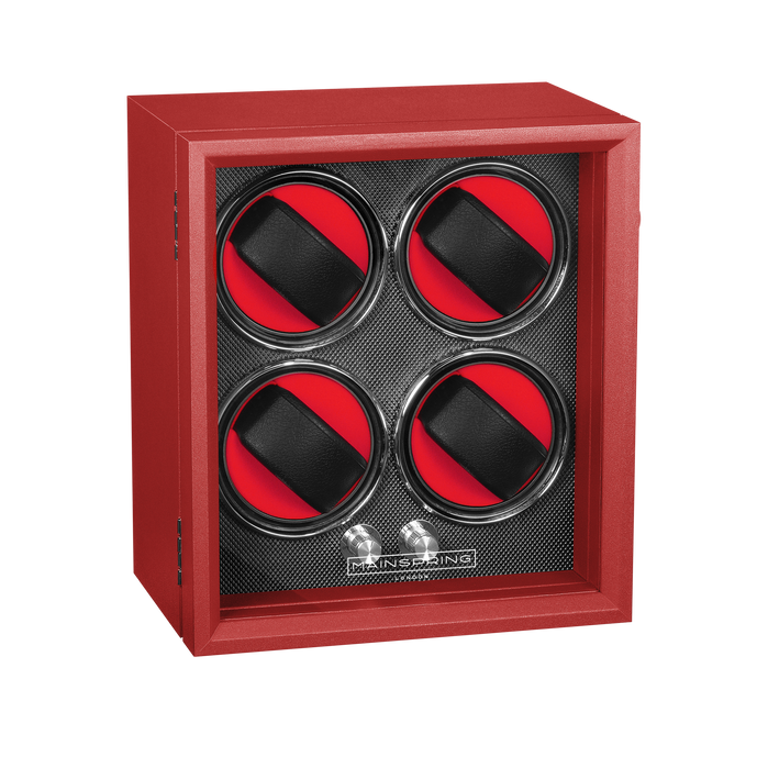 Mainspring Guardian 4-Slot Watch Winder Red Reserve angled shot picture