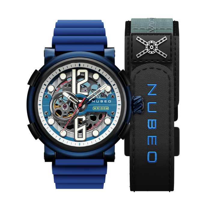 Nubeo Space Orion Automatic Limited Edition Petrol Blue angled shot picture