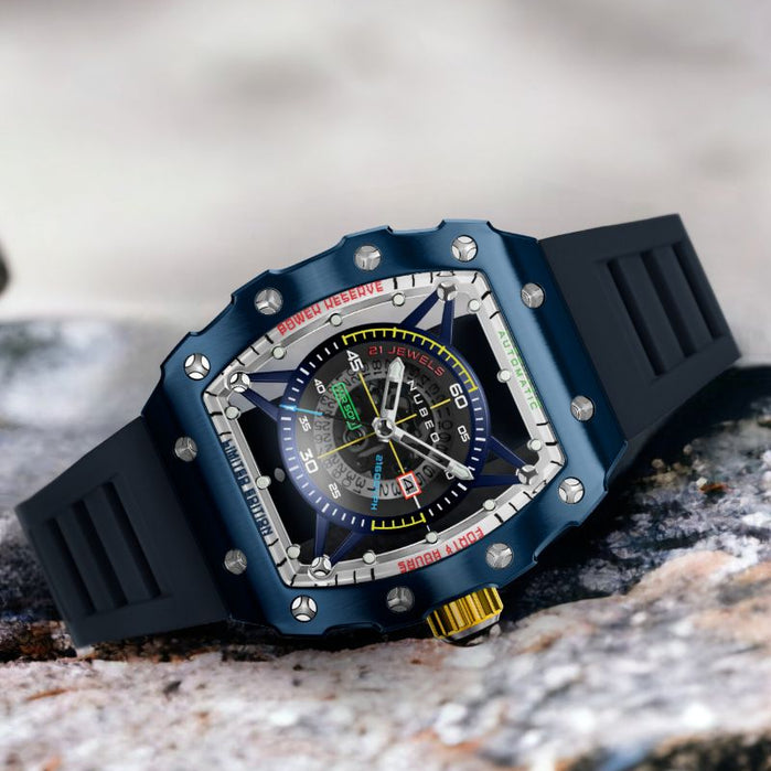 Nubeo Huygens Automatic Cobalt Blue Limited Edition angled shot picture