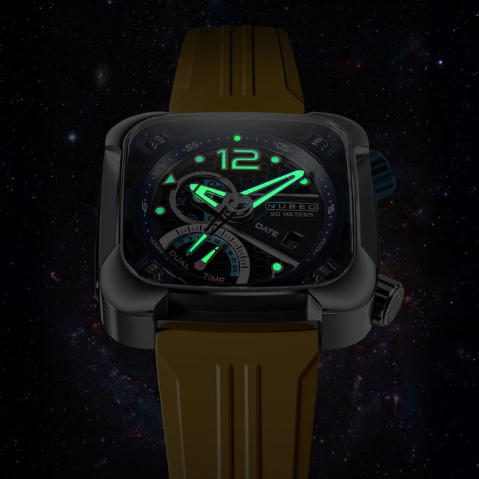 Nubeo Ecliptic Retrograde Dual Time Dark Alloy angled shot picture