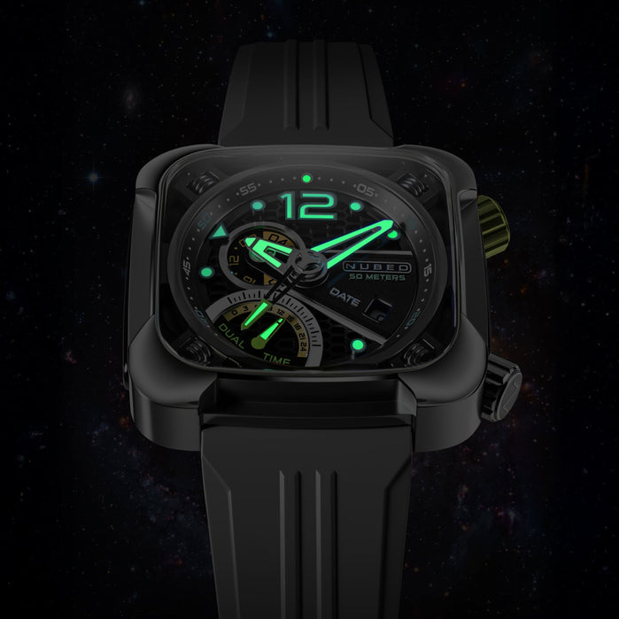 Nubeo Ecliptic Retrograde Dual Time Steel Phantom angled shot picture