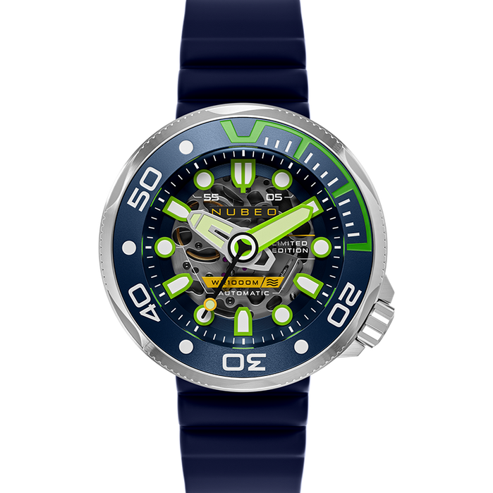 Nubeo Ventana Skeleton Automatic Limited Edition Sea Blue angled shot picture