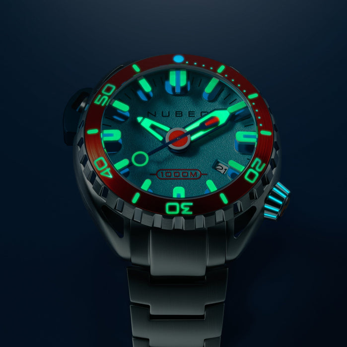 Nubeo Aluminaut Automatic Limited Edition Neon Blue angled shot picture