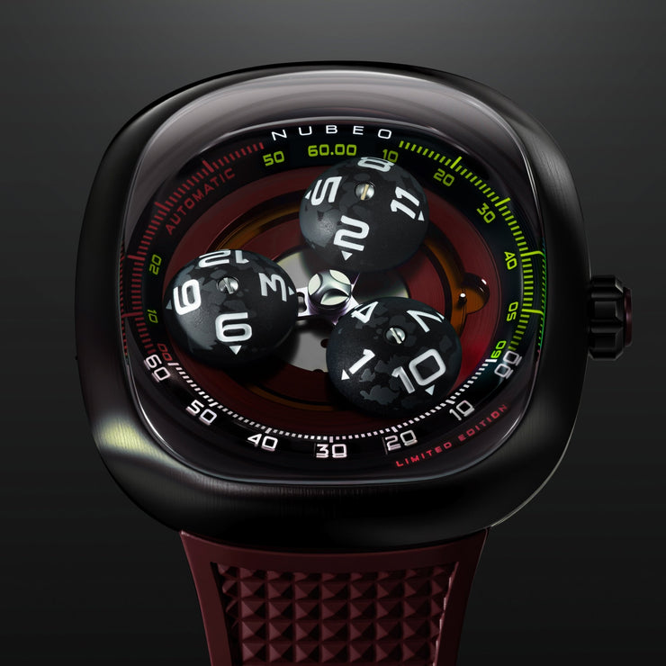 Nubeo Tri-star Orbit Automatic Limited Edition Rocket Red
