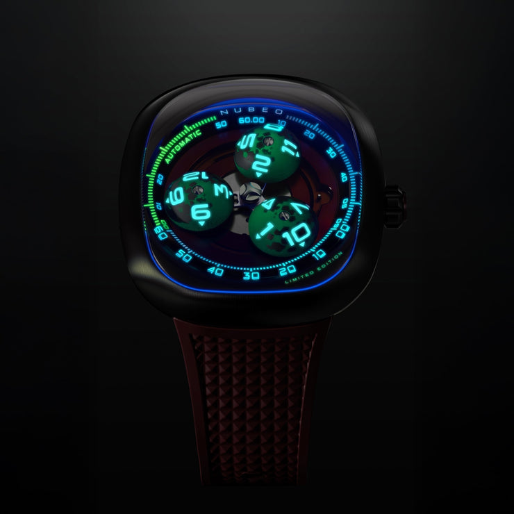 Nubeo Tri-star Orbit Automatic Limited Edition Rocket Red