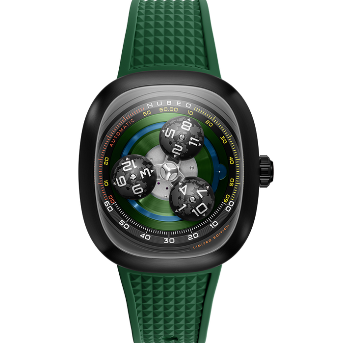 Nubeo Tri-star Orbit Automatic Limited Edition Nebula Green angled shot picture