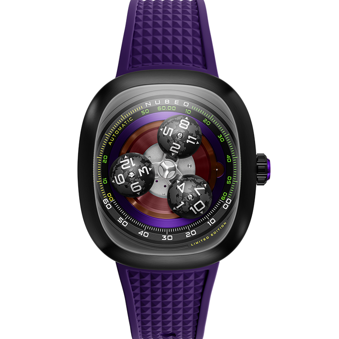 Nubeo Tri-star Orbit Automatic Limited Edition Galactic Purple angled shot picture