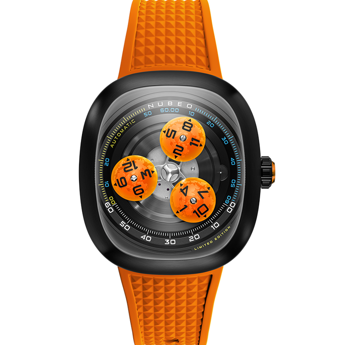 Nubeo Tri-star Orbit Automatic Limited Edition Cosmic Tangerine angled shot picture