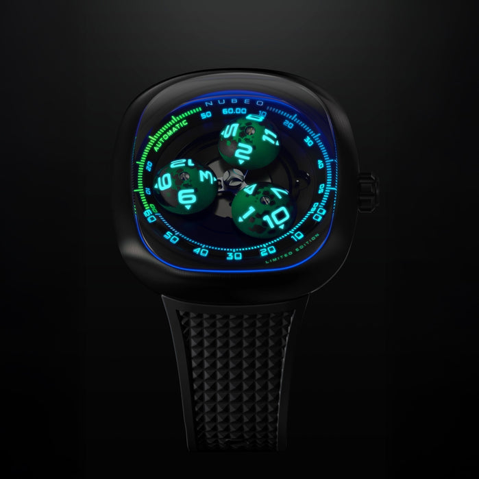 Nubeo Tri-star Orbit Automatic Limited Edition Starlit Black angled shot picture