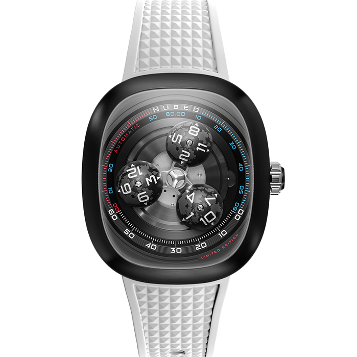 Nubeo Tri-star Orbit Automatic Limited Edition Orion White angled shot picture