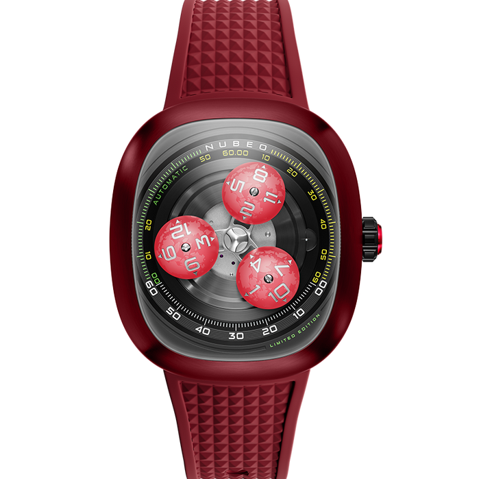 Nubeo Tri-star Orbit Automatic Limited Edition Flame Red angled shot picture
