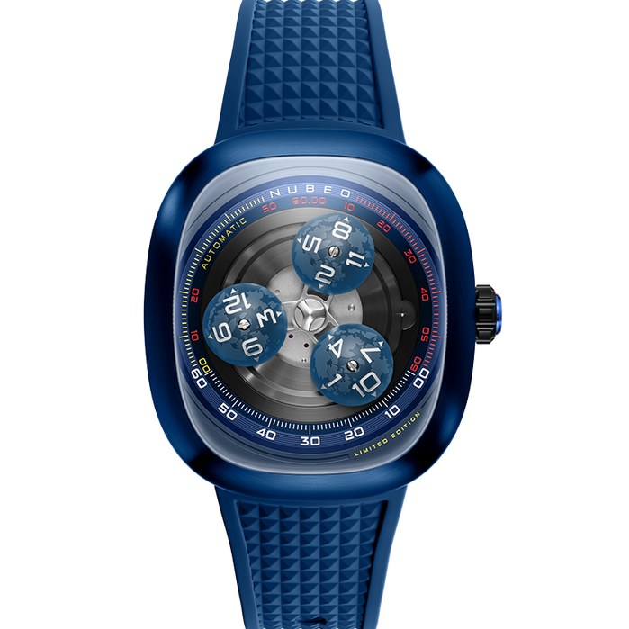 Nubeo Tri-star Orbit Automatic Limited Edition Cosmos Blue angled shot picture