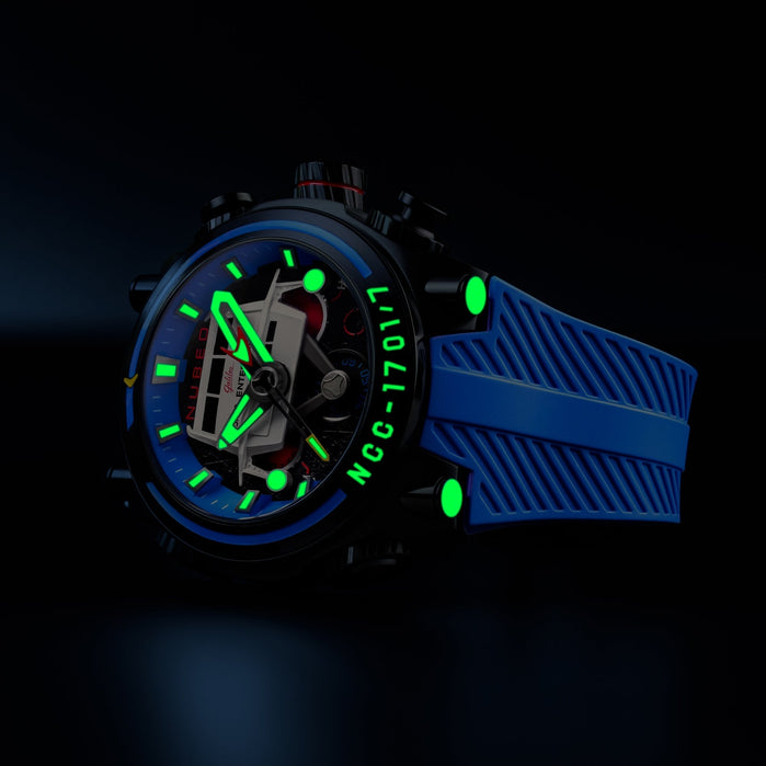 Nubeo Deimos Chronograph Star Trek Galileo Limited Edition Starship Blue angled shot picture