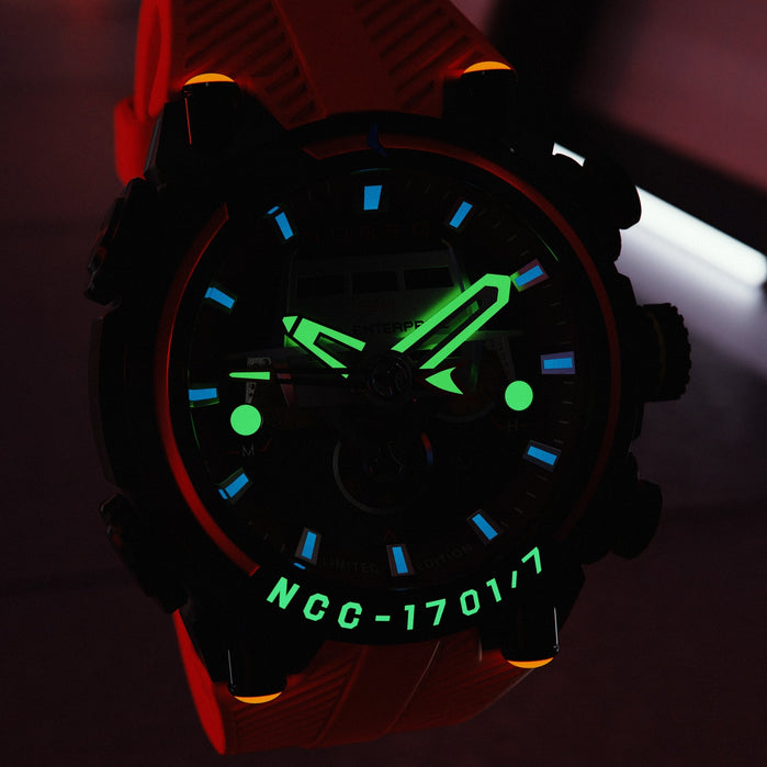 Nubeo Deimos Chronograph Star Trek Galileo Limited Edition Starship Red angled shot picture