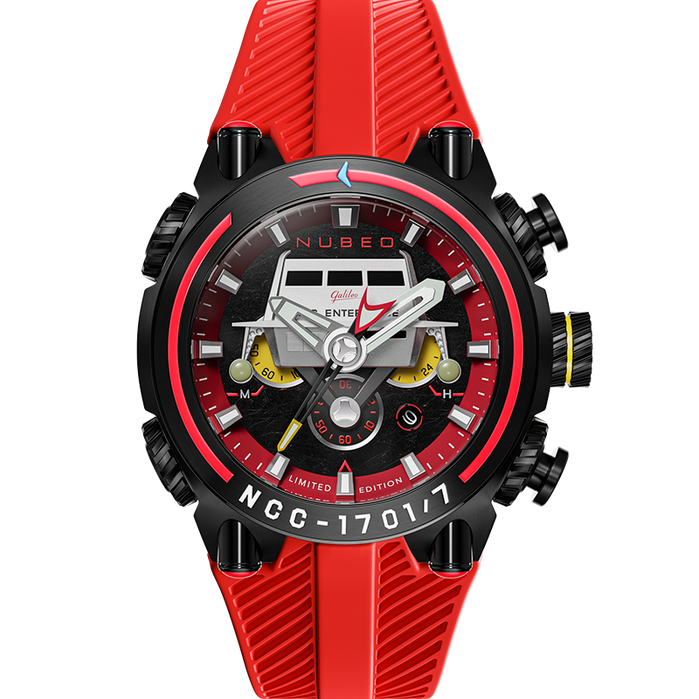 Nubeo Deimos Chronograph Star Trek Galileo Limited Edition Starship Red angled shot picture