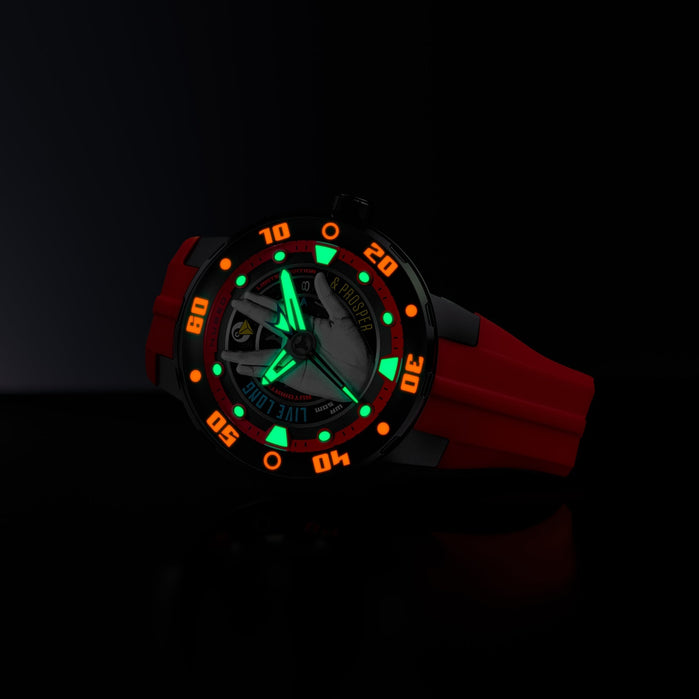 Nubeo Mariner Automatic Star Trek Live Long & Prosper Vulcan Red Limited Edition angled shot picture