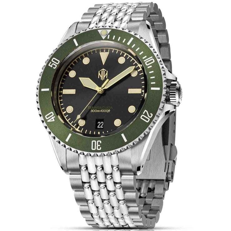 NTH Barracuda Automatic Date Beads of Rice Vintage Green