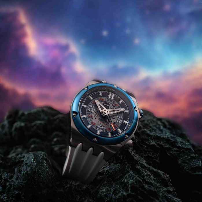 Nubeo Nereus Compressor Automatic Ice Blue Limited Edition angled shot picture