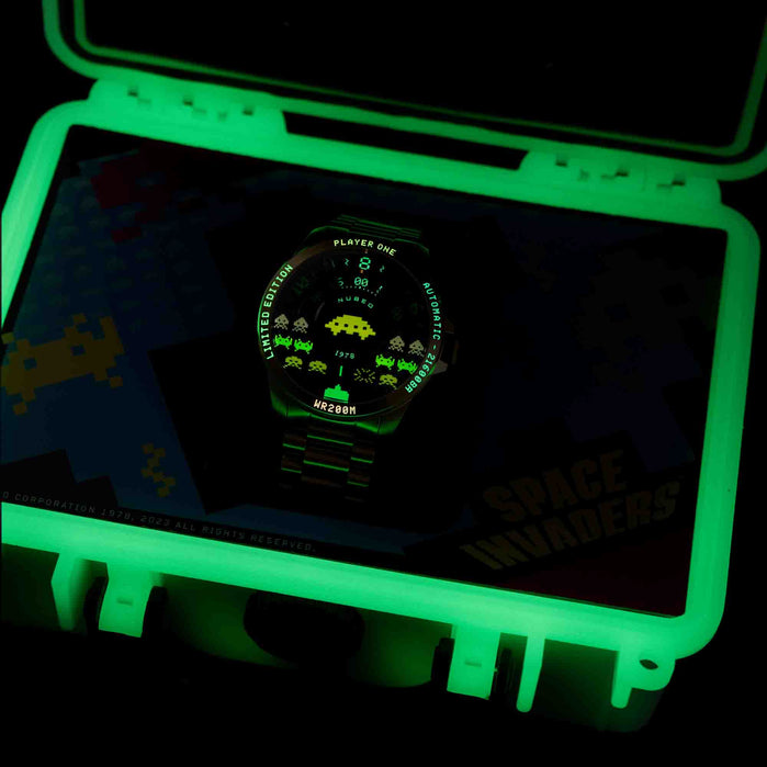 Nubeo Quasar Automatic Space Invaders Voyager Gold Limited Edition angled shot picture