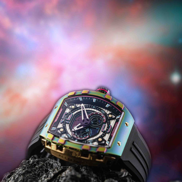Nubeo Magellan 24 Hour Automatic Iridescent Gold angled shot picture