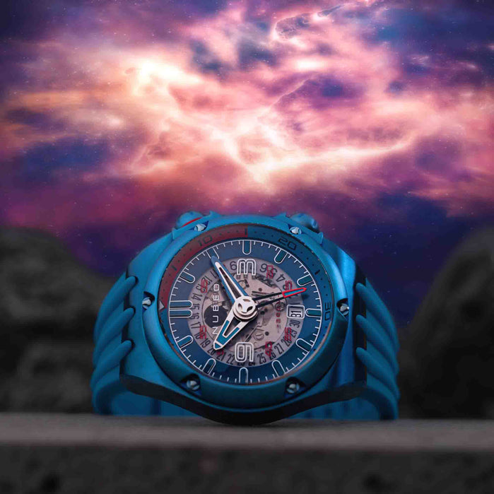 Nubeo Nereus Compressor Automatic Cerulean Blue Limited Edition angled shot picture
