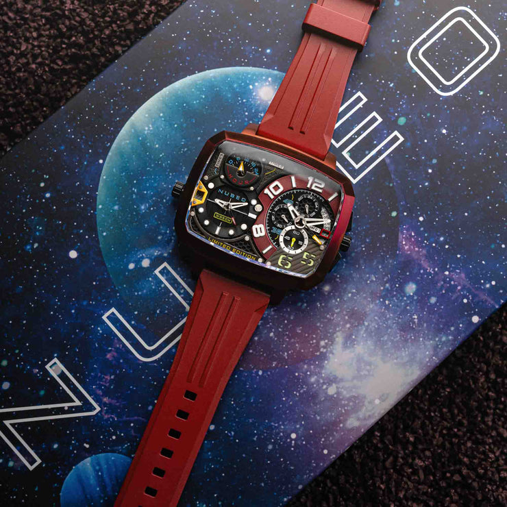 Nubeo Odyssey Triple Time Zone Chrono Metallic Red Limited Edition