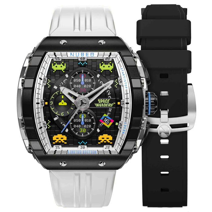 Nubeo Magellan Chronograph Space Invaders Spaceship White Limited Edition angled shot picture