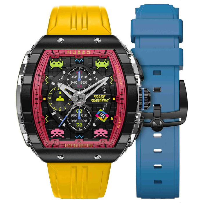 Nubeo Magellan Chronograph Space Invaders Defender Yellow Limited Edition angled shot picture