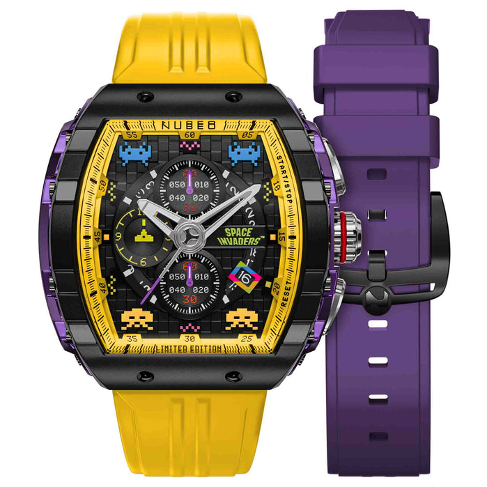 Nubeo Magellan Chronograph Space Invaders Plasma Purple Limited Edition angled shot picture