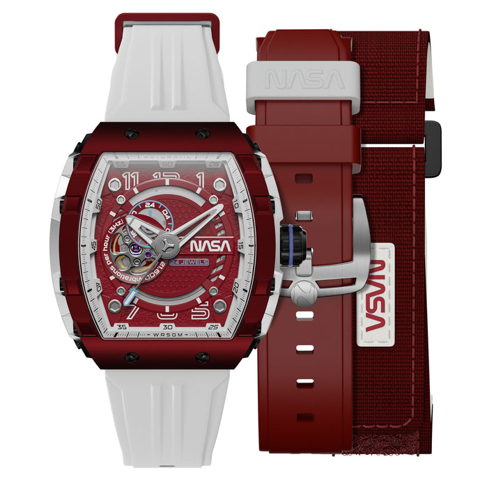 Nubeo Magellan Automatic NASA Grabe Red Limited Edition angled shot picture