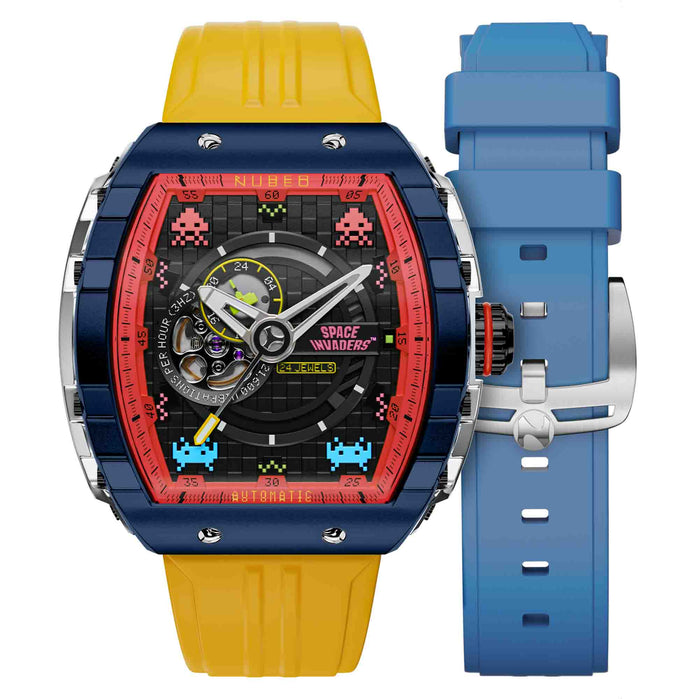 Nubeo Magellan Automatic Space Invaders Invader Blue Limited Edition angled shot picture