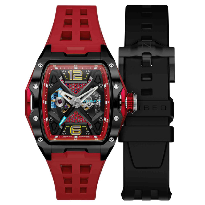 Nubeo DaVinci Automatic Crimson Black Red Limited Edition angled shot picture