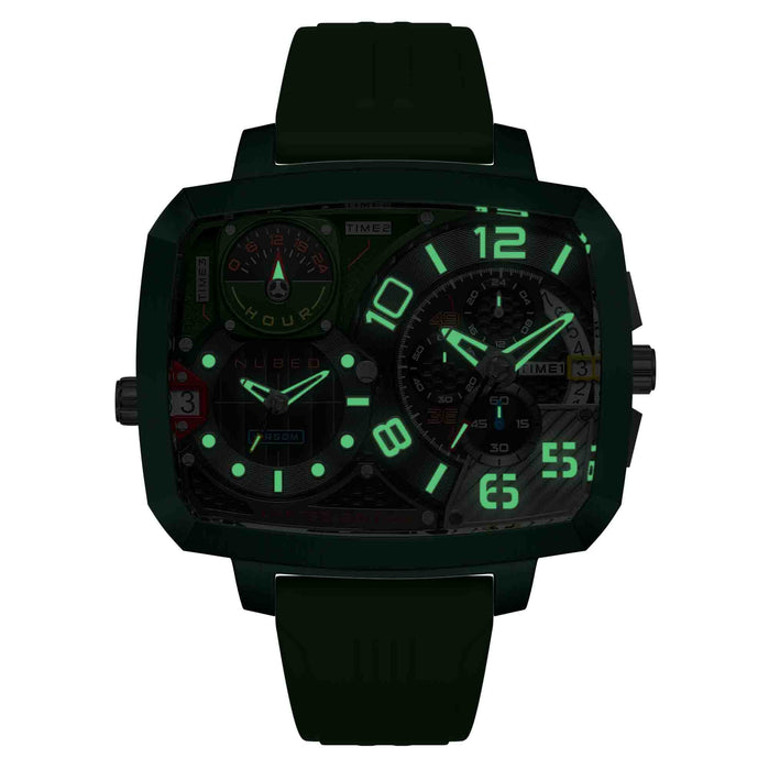 Nubeo Odyssey Triple Time Zone Chrono Metallic Green Limited Edition angled shot picture