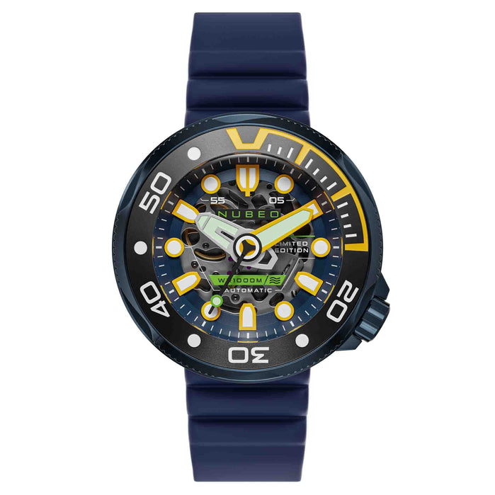 Nubeo Ventana Skeleton Automatic Limited Edition Cobalt Blue angled shot picture