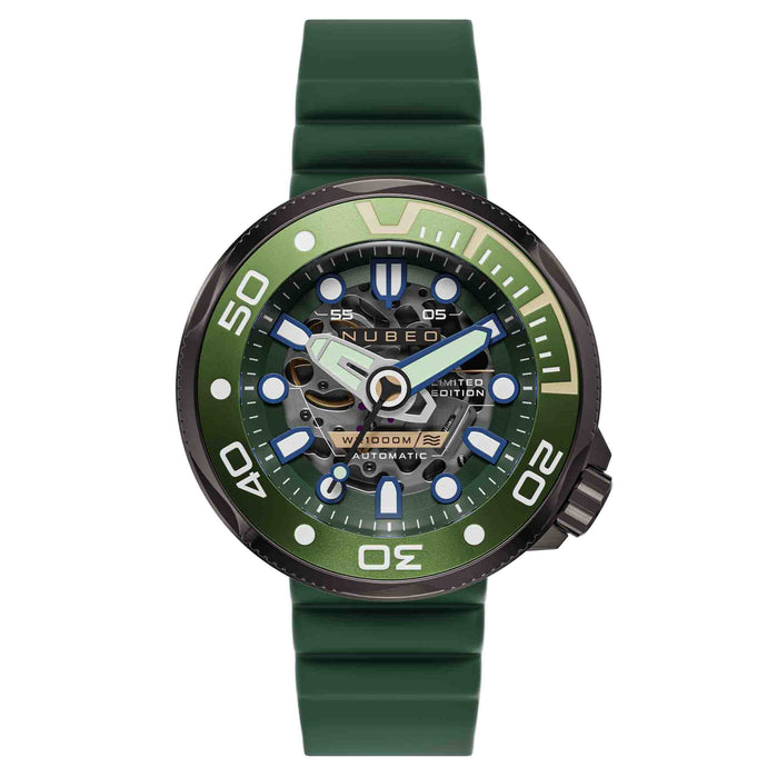 Nubeo Ventana Skeleton Automatic Limited Edition Cedar Green angled shot picture