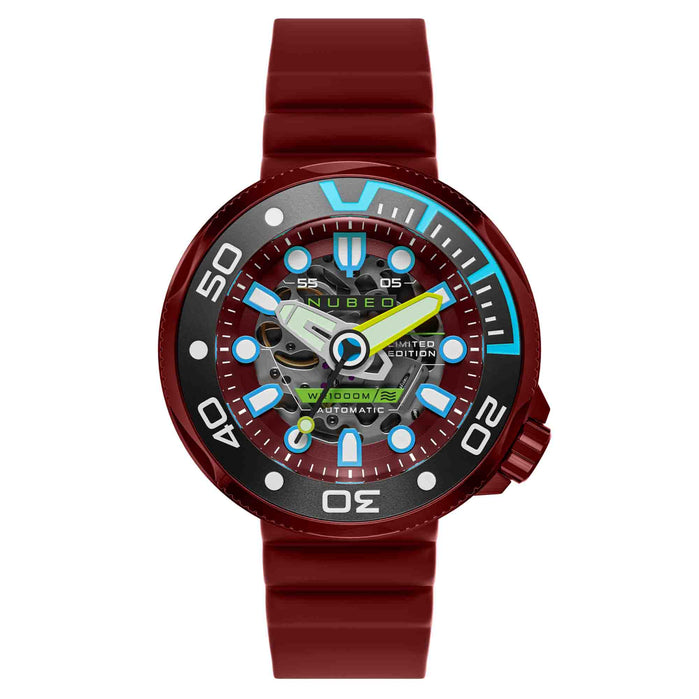 Nubeo Ventana Skeleton Automatic Limited Edition Merlot Red angled shot picture