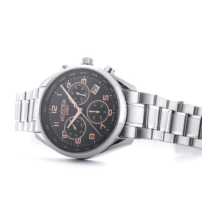 Roamer Pro Chrono Gray Sunray SS angled shot picture