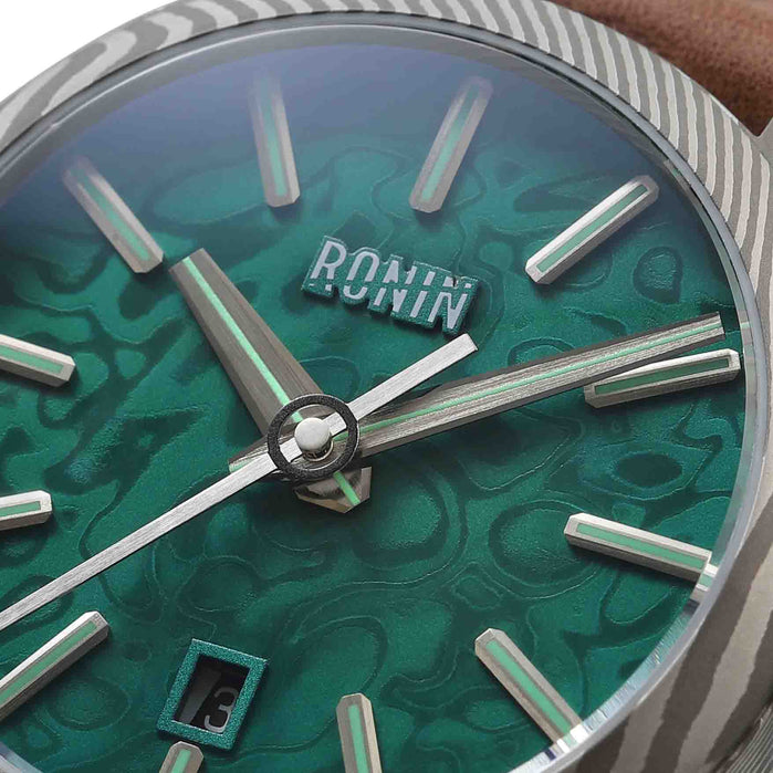 OVD Ronin Automatic Damascus Oda Green angled shot picture