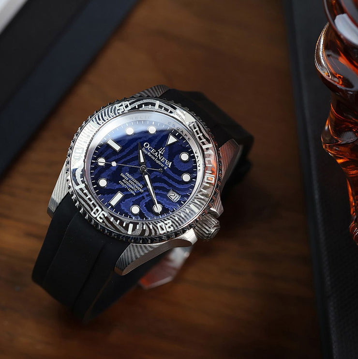 Oceaneva Deep Marine Explorer II Damascus Navy Limited Edition