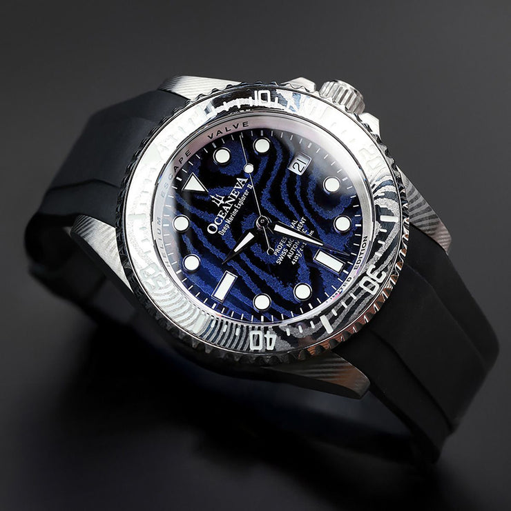 Oceaneva Deep Marine Explorer II Damascus Navy Limited Edition