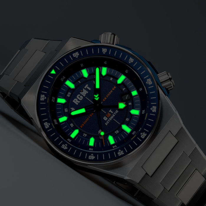 RGMT Marksman GMT Automatic Royal Blue angled shot picture