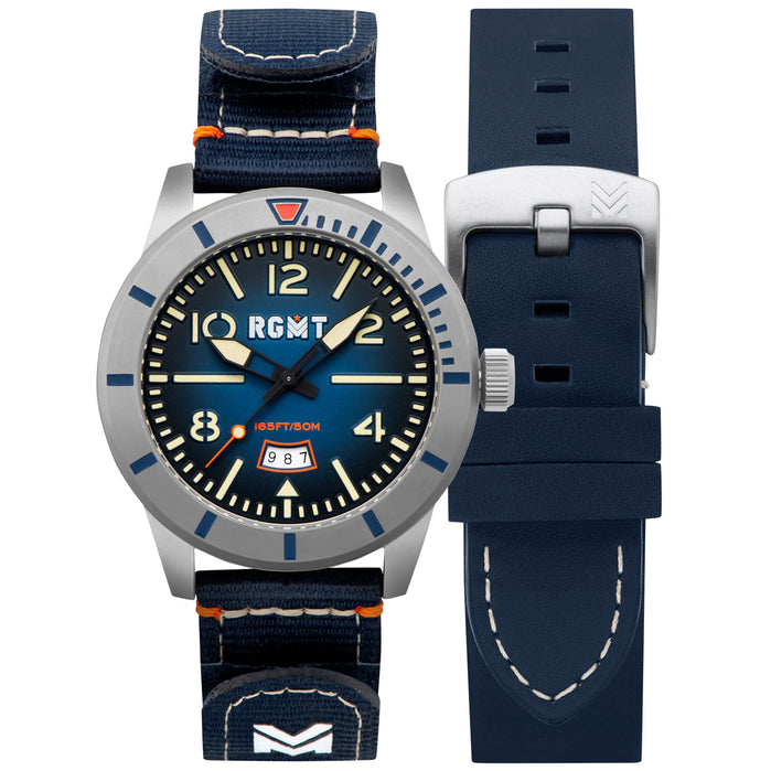 RGMT Military 3 Hands Date Dive Blue angled shot picture